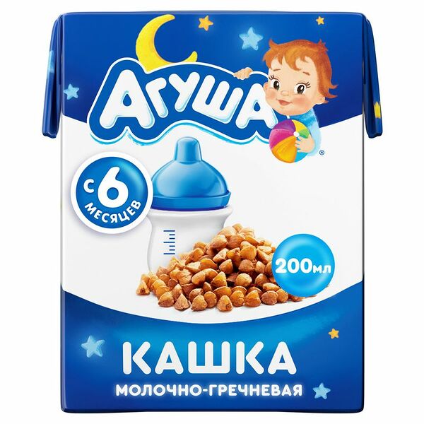 Каша молочная Агуша Засыпайка Гречка 2.5% с 6 месяцев, 200мл