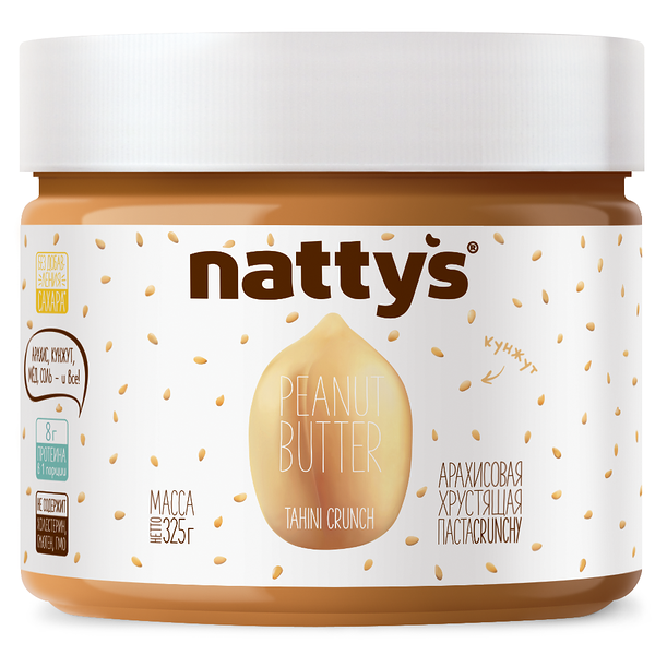 Паста арахисовая Nattys Tahini Crunch с кунжутом и медом