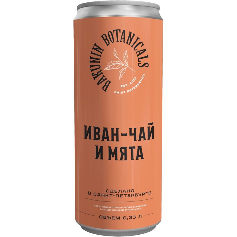 

Напиток газированный Bakunin Botanicals Иван-чай и мята безалкогольный 330 мл
