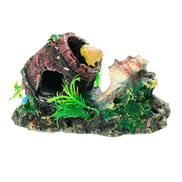 AquaFantasy Бочка с ракушкой 14*6,5*8см