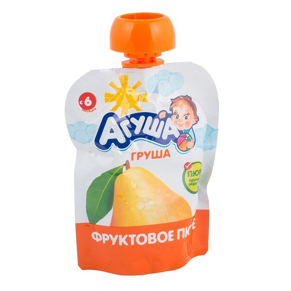 Фруктовое пюре Агуша груша с 4 месяцев