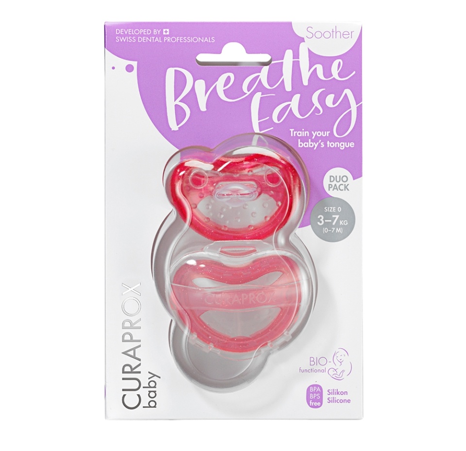 

Соска функциональная размер 0, (3–7 кг, 0–7 мес.) розовая, Curaprox Baby 2 шт