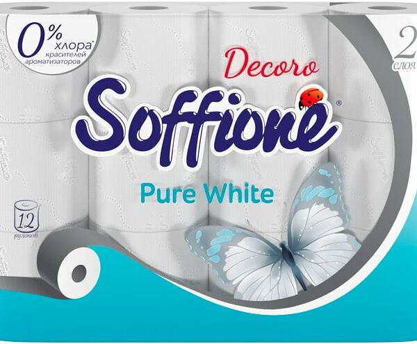 Туалетная бумага Soffione Decoro Pure White 2 слоя 12 рулонов