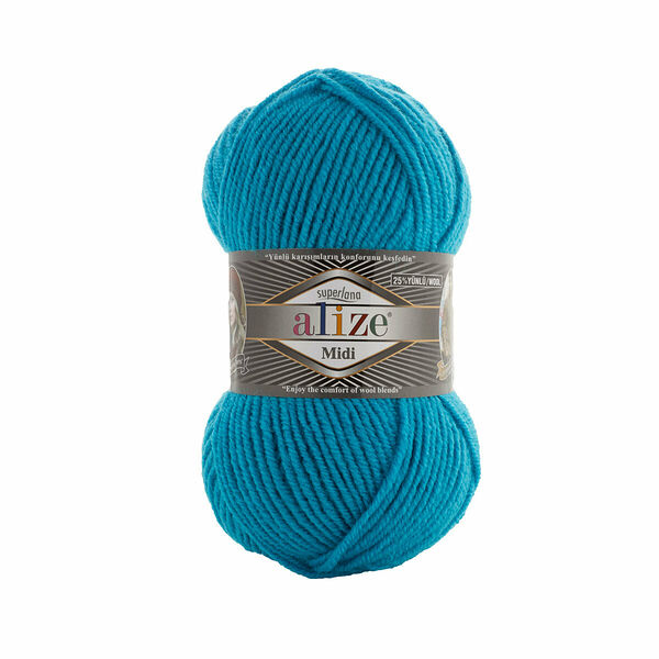 Пряжа ALIZE 'SUPERLANA MIDI' 100гр. 170м (25% Шерсть - 75% Aкрил)(484 бирюзовый)