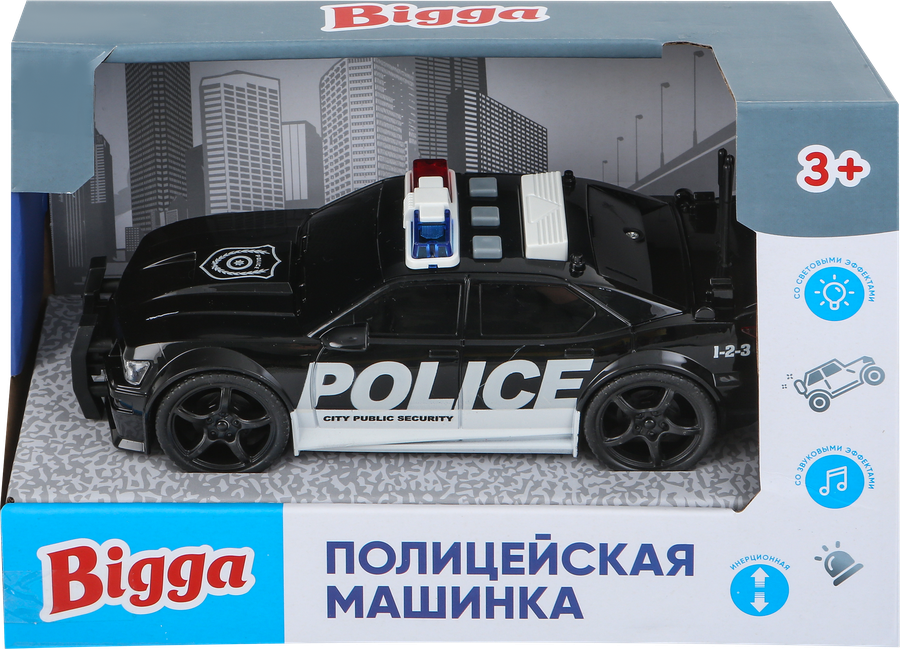 

Машинка Bigga Полицейская со световыми и звуковыми эффектами