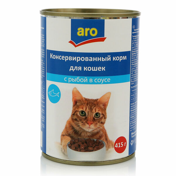 Корм полнорационный для кошек с рыбой в соусе ТМ Aro (аро)