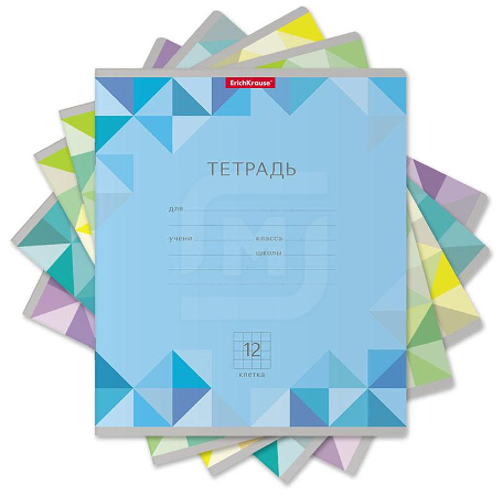 Тетрадь школьная ErichKrause Light Rhombs, 12 листов, в клетку, ассорти