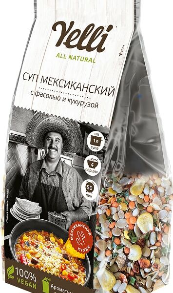 Суп Yelli Мексиканский с фасолью и кукурузой 120г