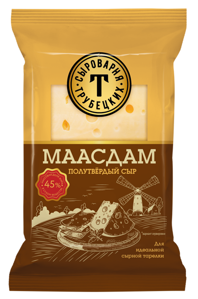 Сыр полутвердый Сыроварня Трубецких Маасдам, 45%