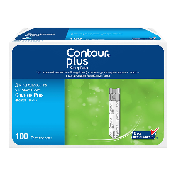 Тест-полоски Contour Plus для глюкометра 100 шт