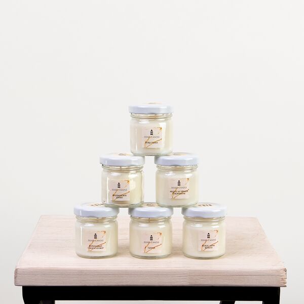 Набор ароматических свечей,  в коробке, Миниатюры №9, 6 шт./30мл. (D-3, H-4, прозрачный)