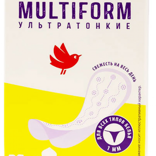 Прокладки ежедневные АШАН Красная птица Multiform ультратонкие, 60 шт