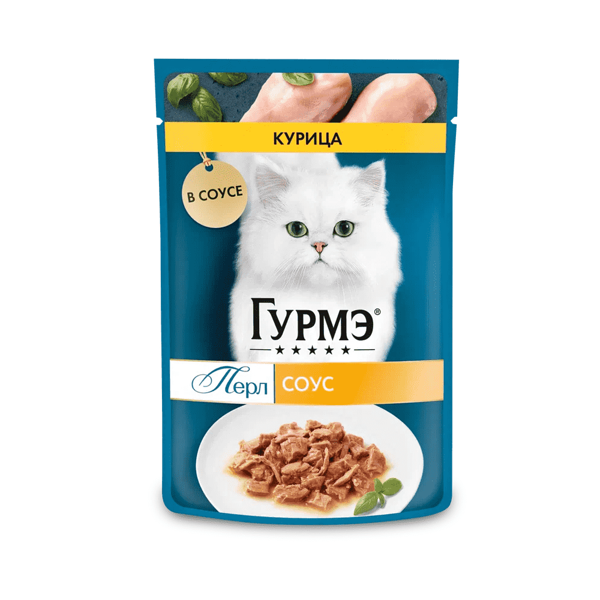 Корм для кошек ГУРМЭ Perle Курица в соусе пауч 75г х 26 шт