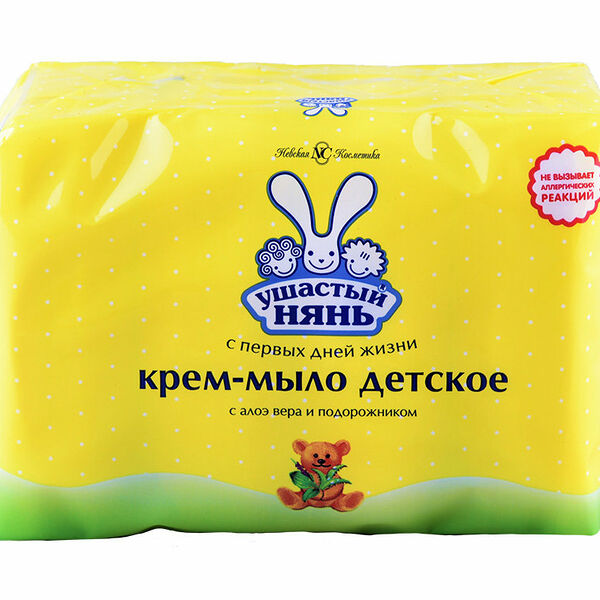 Крем-мыло детское Ушастый нянь с алоэ вера и подорожником, 4 шт.