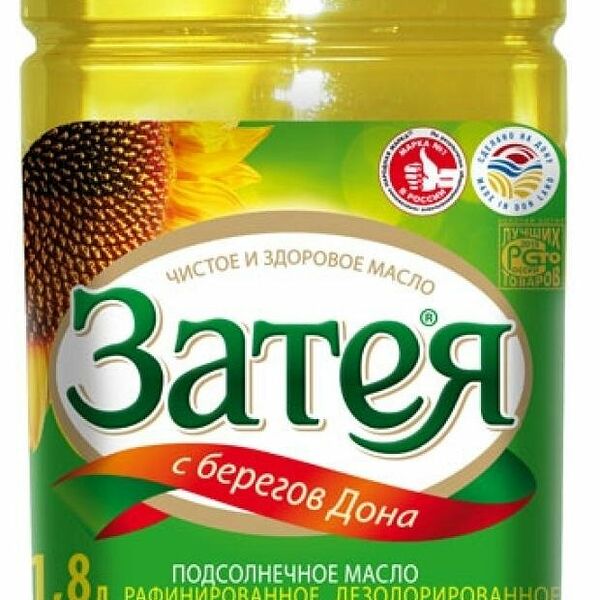 Масло подсолнечное Затея рафинированное дезодорированное, 1800мл