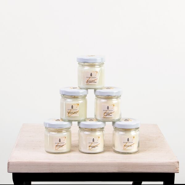 Набор ароматических свечей,  в коробке, Миниатюры №10, 6 шт./30мл. (D-3, H-4, прозрачный)