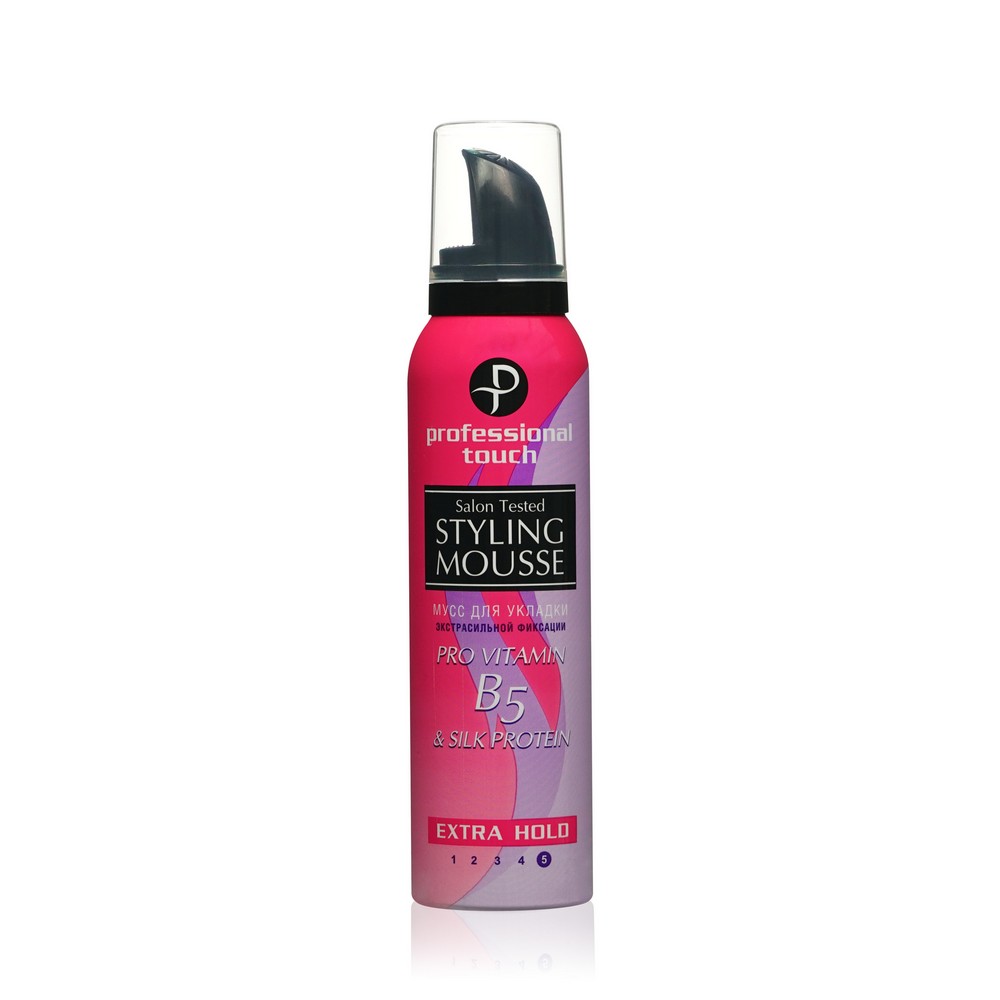 

Мусс для укладки волос Professional Touch Pro-Vitamin B5& Silk Protein экстрасильная фиксация 150 мл