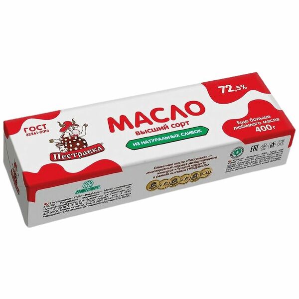 Масло сливочное Пестравка крестьянское 72.5%