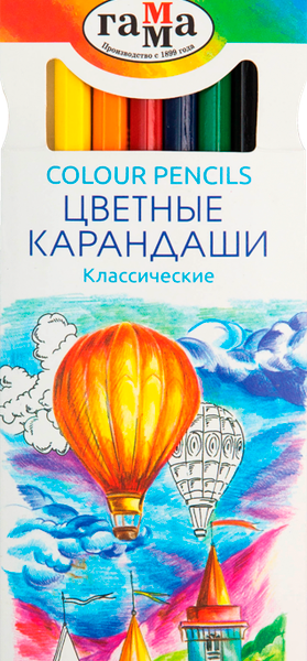 Карандаши цветные Гамма Классические, 6 цветов