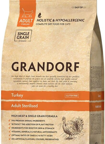 Сухой корм для стерилизованных кошек Grandorf Sterilised с индейкой 400г