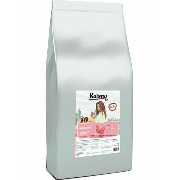 Karmy Delicious сухой корм для взрослых кошек привередливых в питании Курица