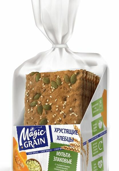Хлебцы Magic Grain мультизлаковые тыквенные семечки-семена льна-кунжут, 160г