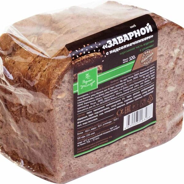 Хлеб Родные Просторы заварной с подсолнечником нарезка, 320г