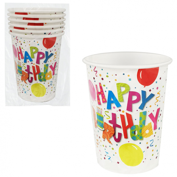 Стаканы бумажные вечеринка 200 мл, 6 шт