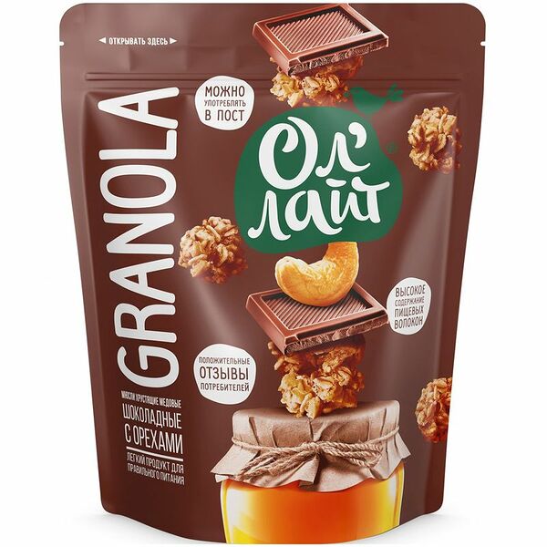 Гранола Ол'Лайт медовая с шоколадом и орехами 280 г