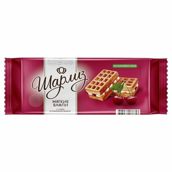 Вафли Шарлиз мягкие с суфле и вишнёвой начинкой, 144г