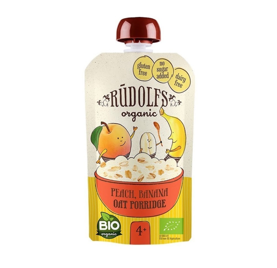 

Пюре Rudolfs овсяное персик-банан с кашей Органический продукт, Латвия