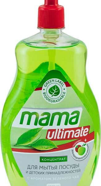 Средство для мытья посуды и детских принадлежностей Mama Ultimate с ароматом зеленого чая 1л