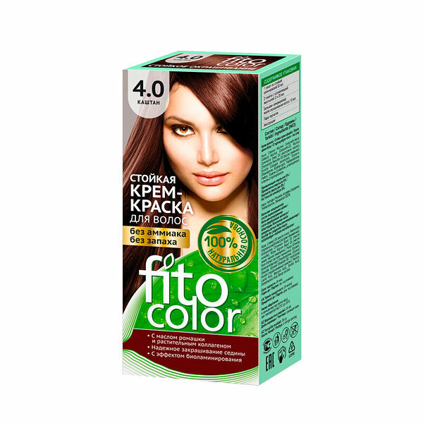 Стойкая крем-краска для волос fito косметик FitoColor 4.0 Каштан 115 мл