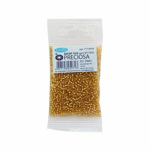 (17050) 331-39001-10/0 Бисер прозрачный матовый с серебр.центром 10/0, круг.отв., 20гр Preciosa,упак