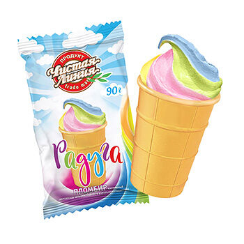 Мороженое пломбир Чистая Линия Радуга в вафельном стаканчике