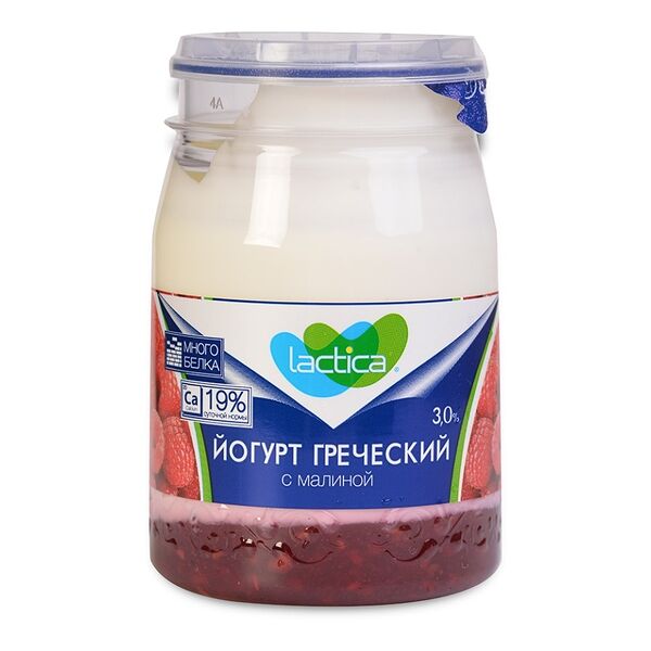 Йогурт греческий Lactica малина, 3%