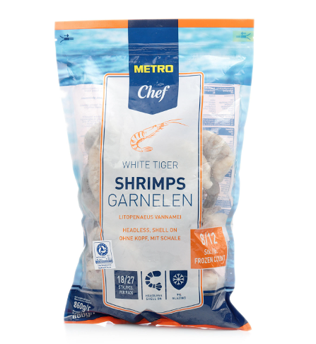 Креветки королевские Metro Chef без головы свежемороженые 8/12 