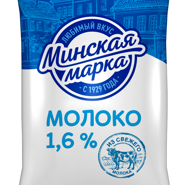 Молоко паст жир. 1.6% п/пл 1л Минская марка