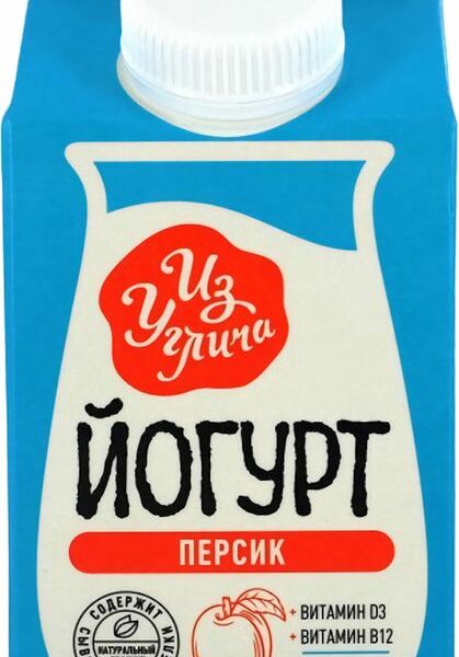 Йогурт Из Углича питьевой Персик фруктовый витаминизированный 1.5%, 500мл