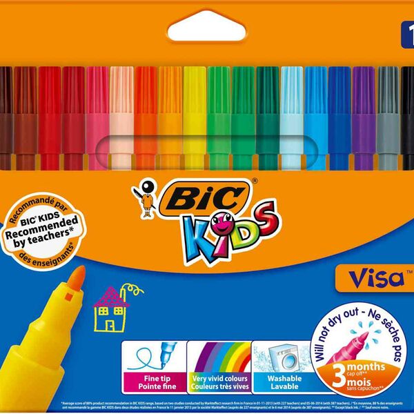 Фломастеры цветные Bic Kids Visa, 18 цветов