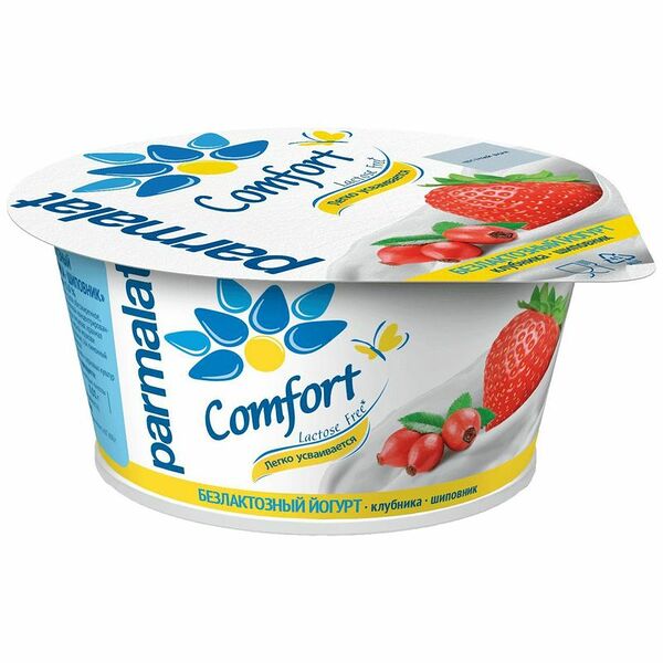 Йогурт Parmalat Comfort клубника-шиповник безлактозный 3%, 130г