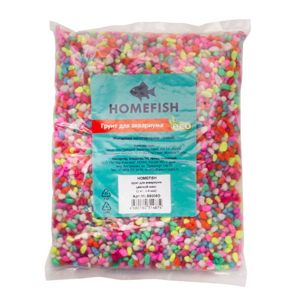 HOMEFISH Грунт 1кг для аквариума цветной микс 3-5мм