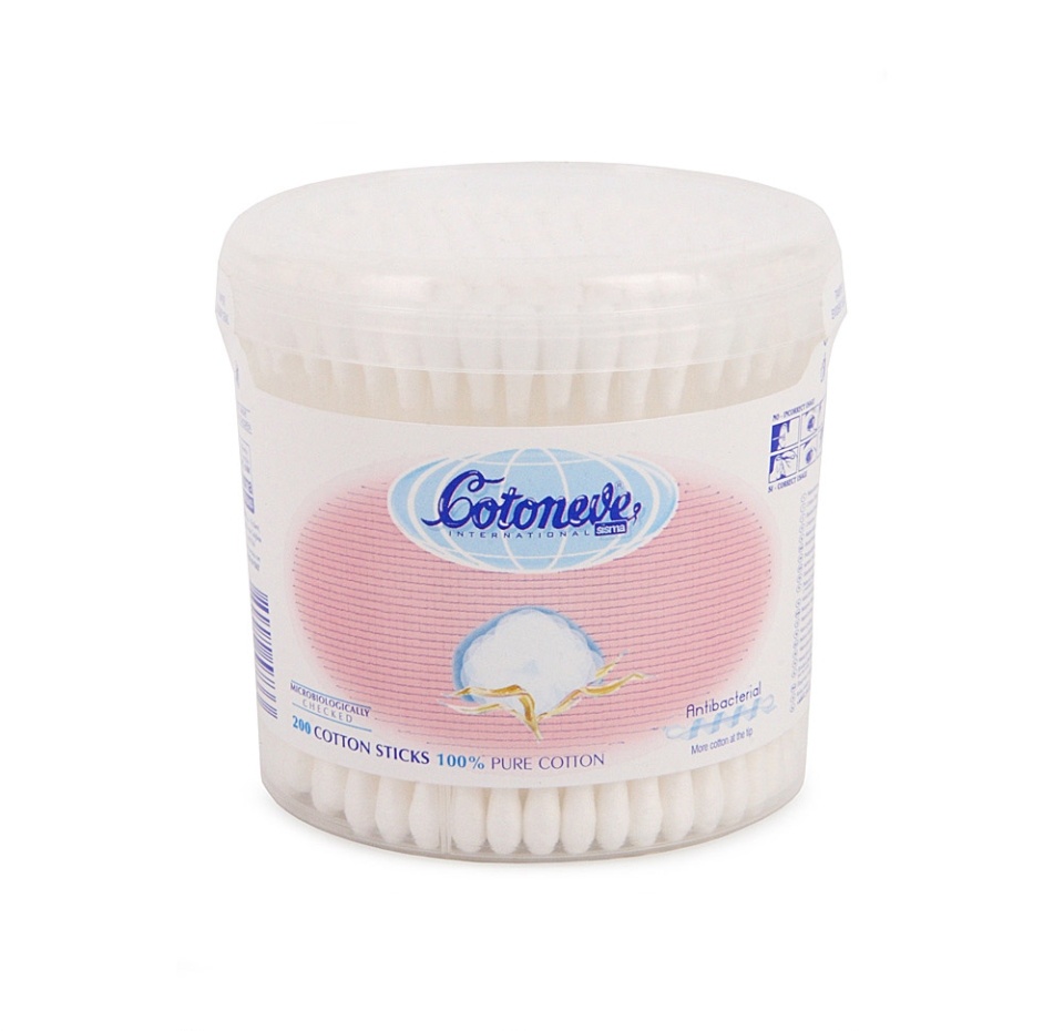 

Ватные палочки Cotoneve косметические хлопок 200шт в диспенсере