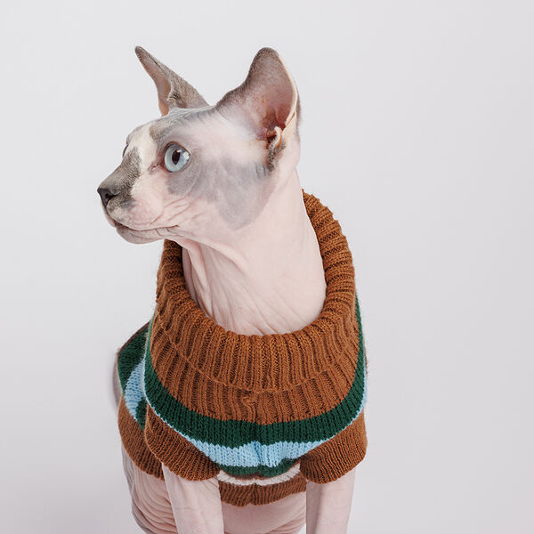 Свитер полосатый для кошек и собак, 35 см, коричневый