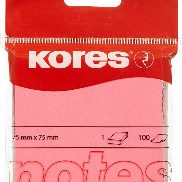 Стикеры Kores бум.для зам. 75х75 неоновая розовая 100л. '47075