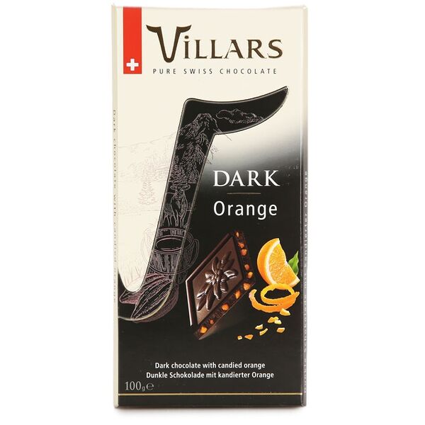 Шоколад темный Villars с цукатами из апельсиновых корочек, 100г