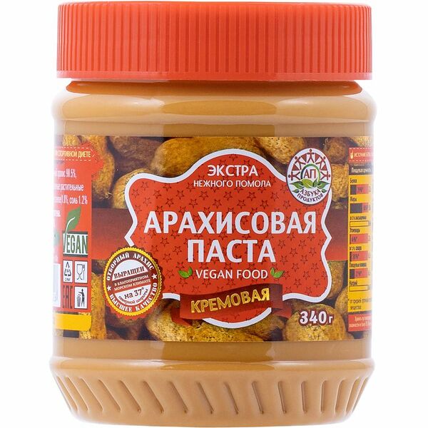 Паста арахисовая Азбука продуктов кремовая