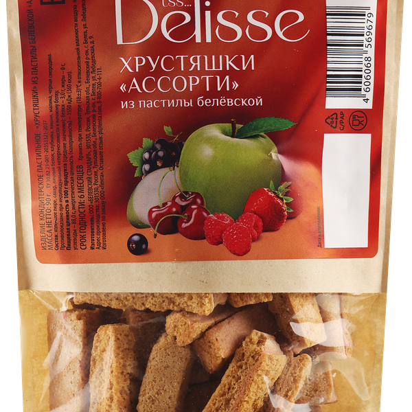 Изделие кондитерское DELISSE Хрустяшки, из пастилы, ассорти
