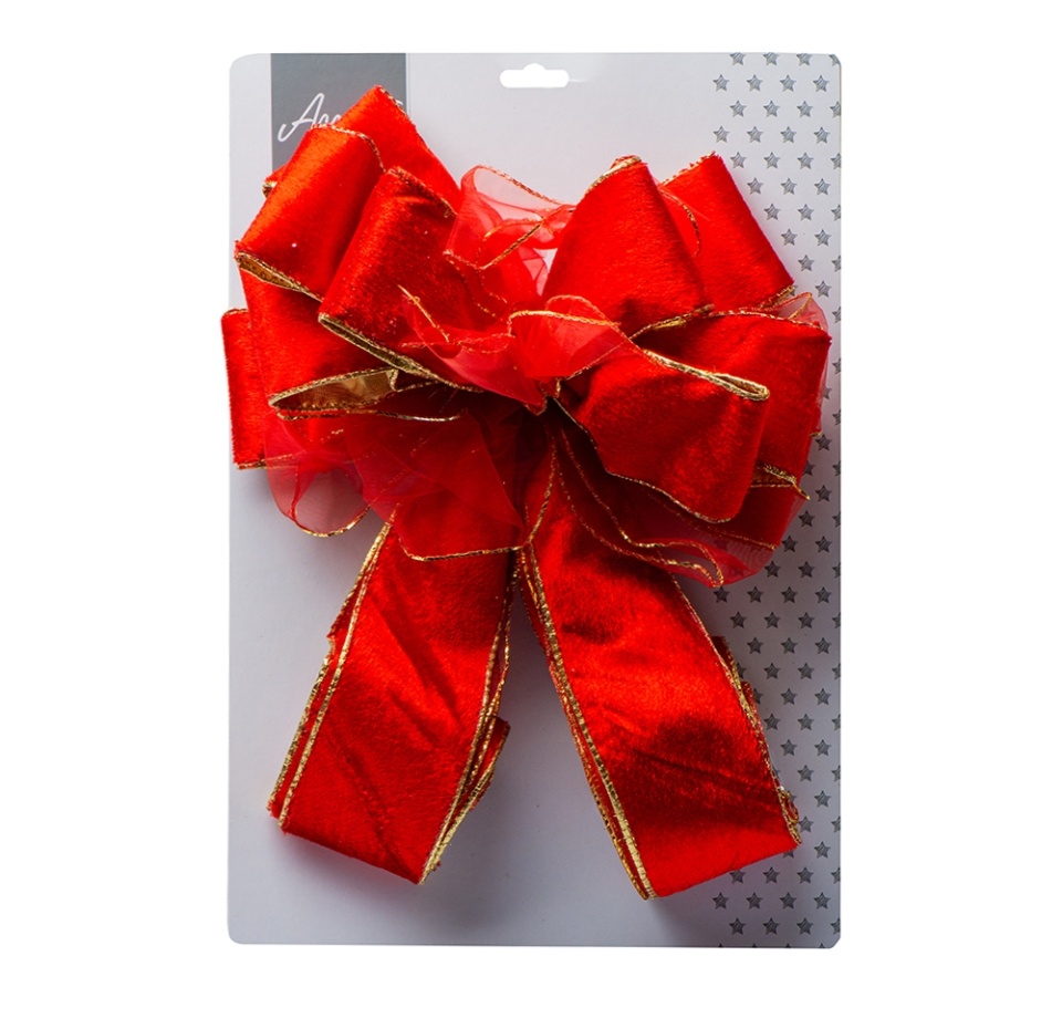 

Бант пышный красный бархат 1.2 м верхушка для елки, Premier, 1шт Великобритания