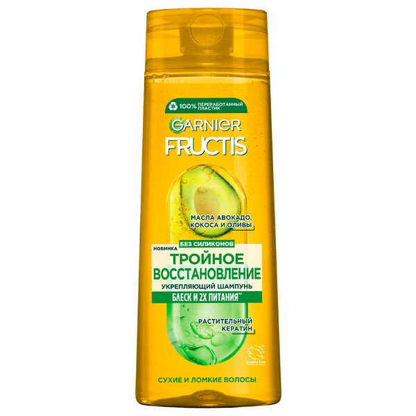 Шампунь GARNIER для поврежденных и ослабленных волос Fructis Тройное Восстановление 400мл